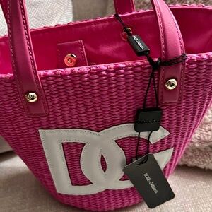Dolce & Gabbana Fuchsia Woven Tote